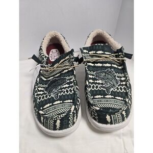 Hey Dude Wally Merry Fishmas Sweater Shoes Christmas Red Green Size 14 Mens